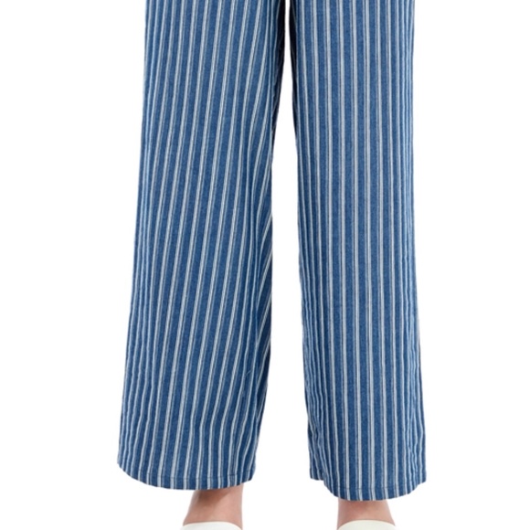 *NEW* STRIPPED DENIM WIDE LEG PANTS - Picture 2 of 3